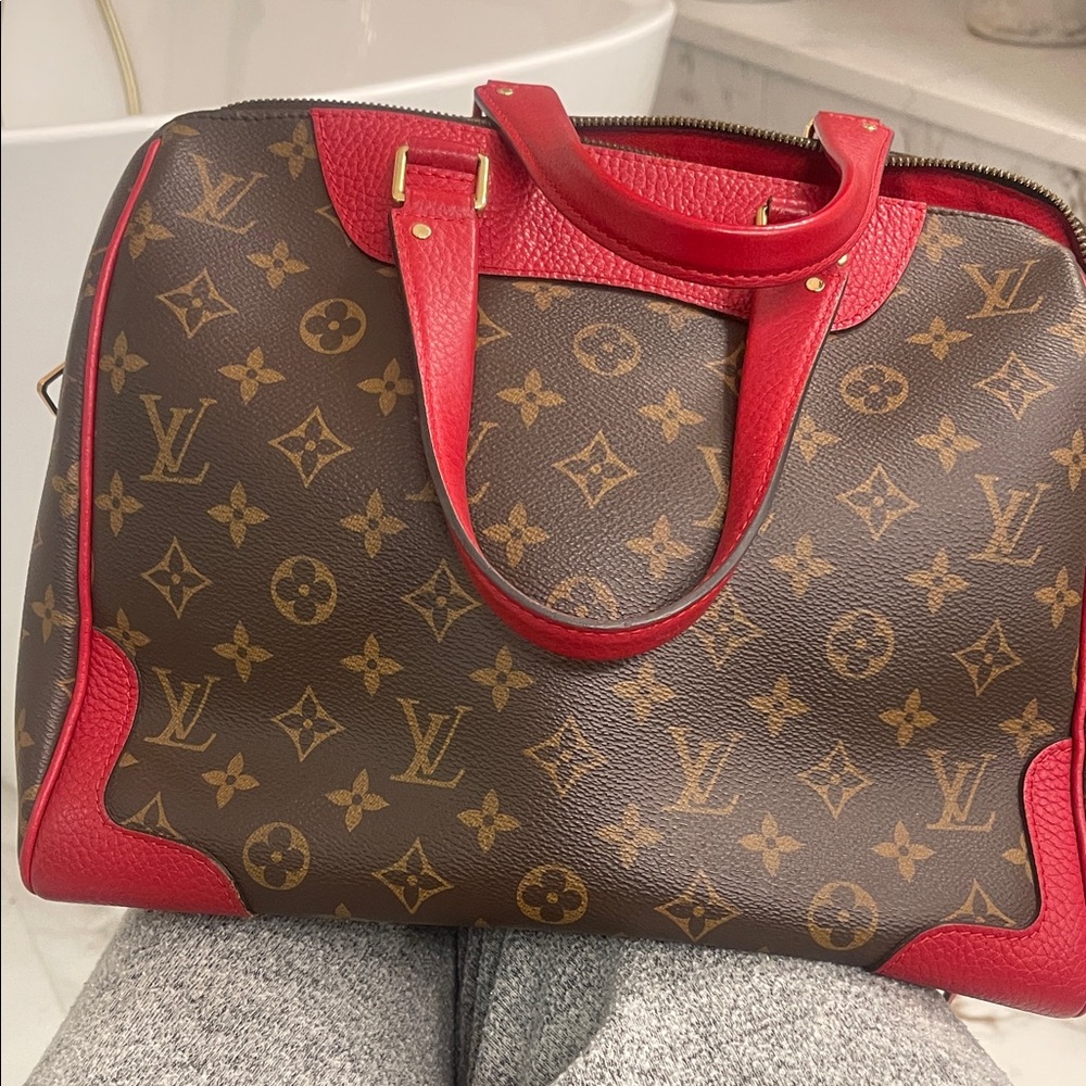 Louis Vuitton Monogram Satchel in Brown and Red